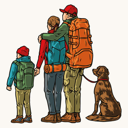 Camping vintage colorful conceptのイラスト素材