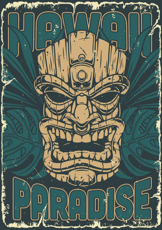 Hawaii vintage monochrome posterのイラスト素材