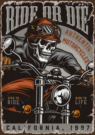 Motorcycle colorful posterのイラスト素材