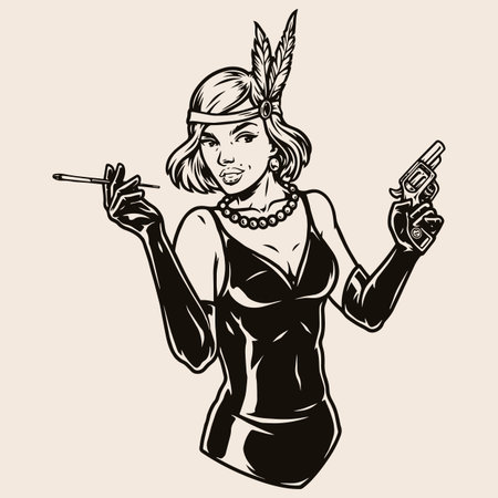 Vintage concept of beautiful mafia girl