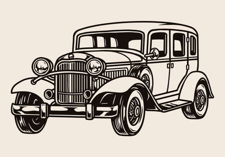 Classic retro car conceptのイラスト素材