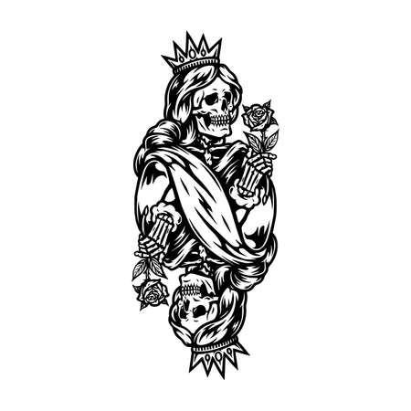 Concept of skeleton queen for poker cardのイラスト素材