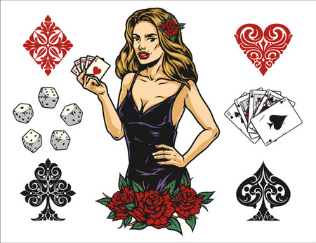 Gambling vintage colorful conceptのイラスト素材