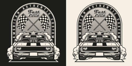 Custom car vintage labelのイラスト素材