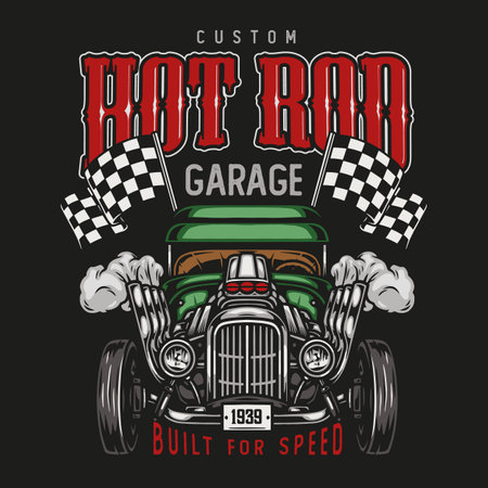 Custom car colorful vintage badgeのイラスト素材