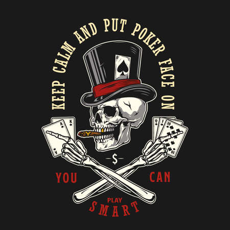 Gambling vintage colorful badgeのイラスト素材