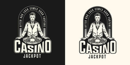 Casino vintage monochrome badgeのイラスト素材