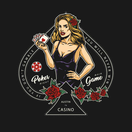 Casino colorful vintage labelのイラスト素材