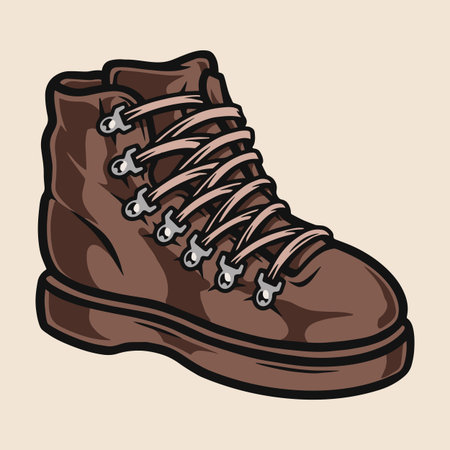 Male camping boot vintage colorful templateのイラスト素材