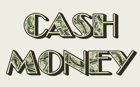 Cash money vintage colorful letteringのイラスト素材