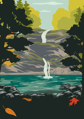 National park colorful vintage posterのイラスト素材