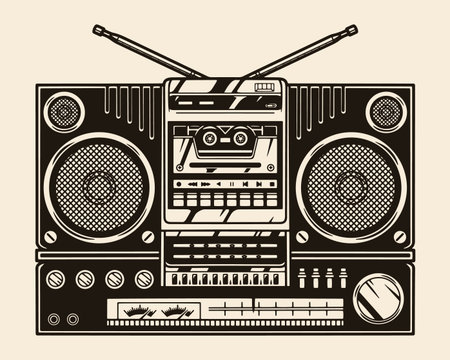 Portable cassette boomboxのイラスト素材