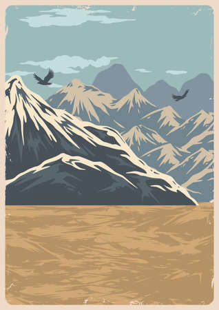 Nature panorama colorful vintage templateのイラスト素材
