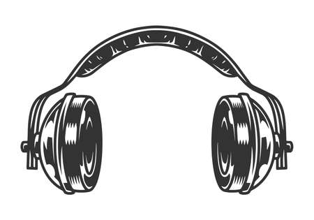 Protective headphones vintage templateのイラスト素材