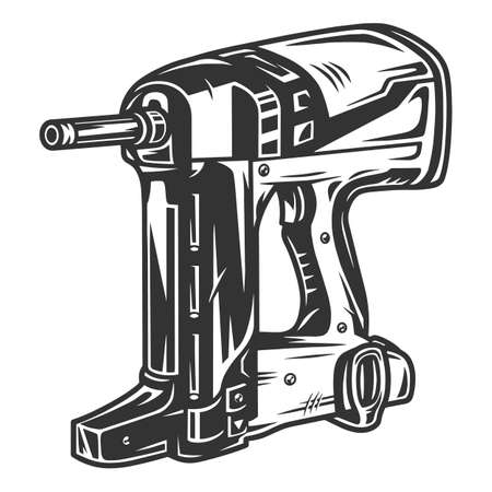 Electric nailer monochrome templateのイラスト素材