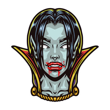 Scary vampire girl headのイラスト素材