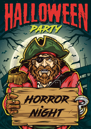 Halloween night colorful vintage posterのイラスト素材