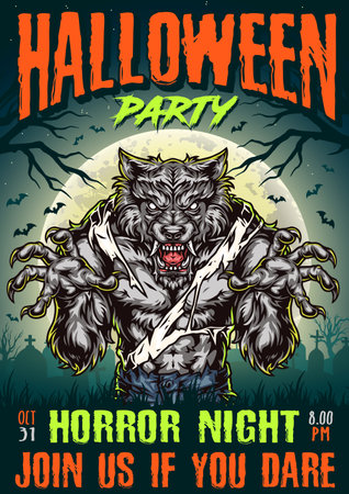 Halloween colorful vintage posterのイラスト素材