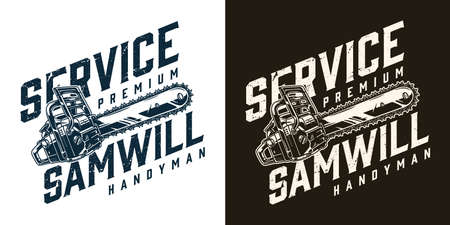 Handyman service monochrome vintage printのイラスト素材