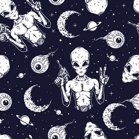 Halloween vintage seamless patternのイラスト素材