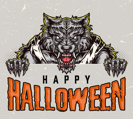 Happy Halloween vintage colorful conceptのイラスト素材