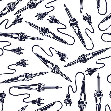 Electric hand tools vintage seamless patternのイラスト素材