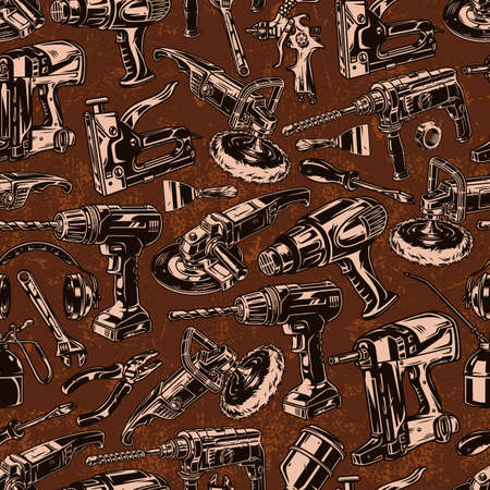 Manual worker hand tools seamless patternのイラスト素材