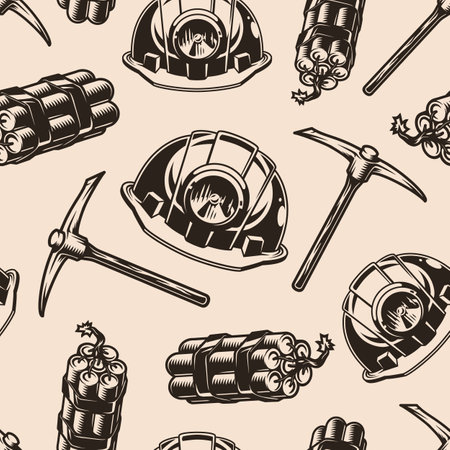 Mining vintage seamless patternのイラスト素材