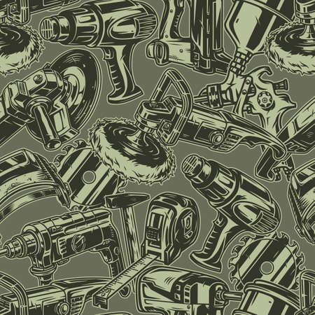 Handyman equipment vintage seamless patternのイラスト素材