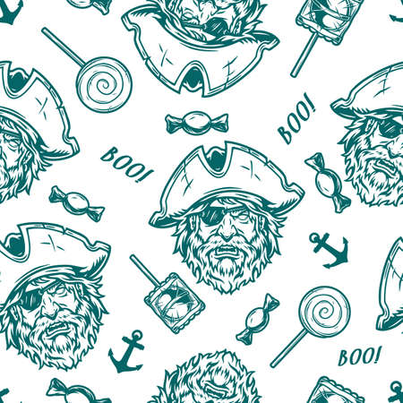 Halloween night vintage seamless patternのイラスト素材