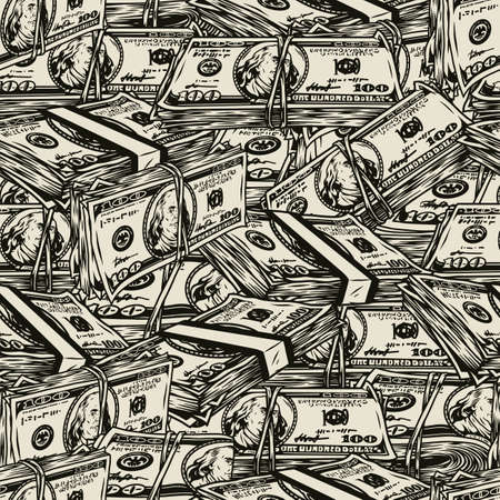 Money vintage seamless patternのイラスト素材