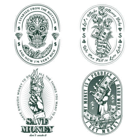 Money and wealth vintage labelsのイラスト素材