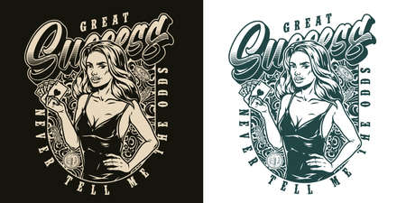 Gambling monochrome vintage printのイラスト素材