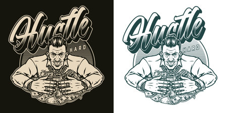 Casino and gambling monochrome labelのイラスト素材