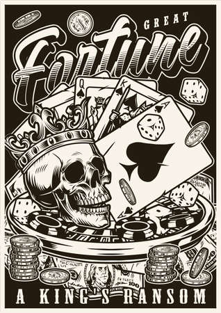 Casino monochrome vintage posterのイラスト素材