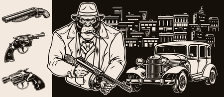 Mafia vintage monochrome conceptのイラスト素材