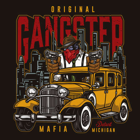 Mafia vintage colorful printのイラスト素材