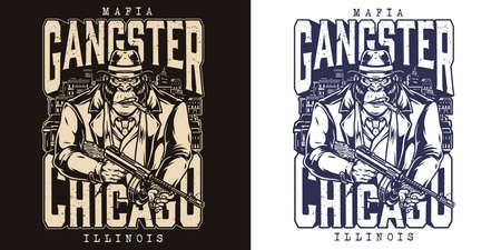 Gangster vintage monochrome emblemのイラスト素材