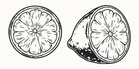 Monochrome design of citrus fruitのイラスト素材