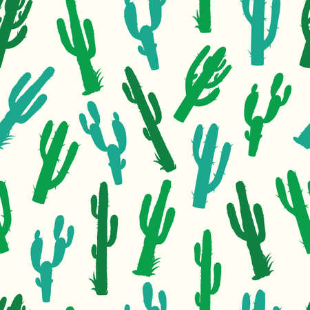 Seamless pattern with green cactusesのイラスト素材