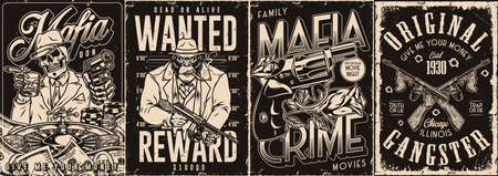 Mafia and weapons posters collectionのイラスト素材