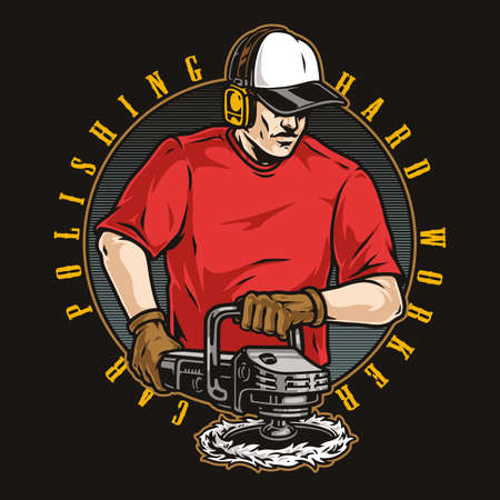 Car service polisher round labelのイラスト素材