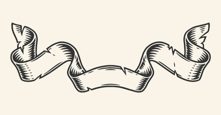 Ribbon banner vintage monochrome stickerのイラスト素材