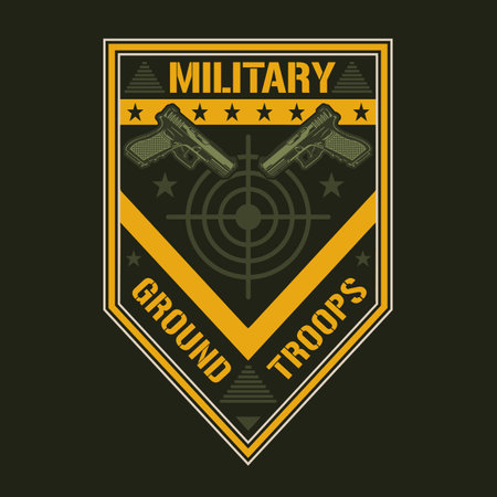 Military guns colorful label vintageのイラスト素材