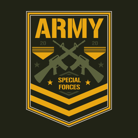 Army military sticker colorful vintageのイラスト素材