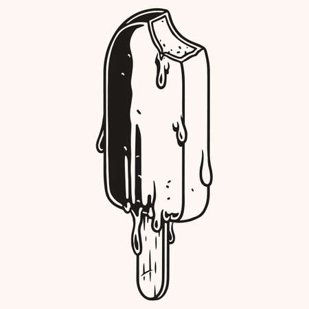 Ice cream vintage sketch monochromeのイラスト素材