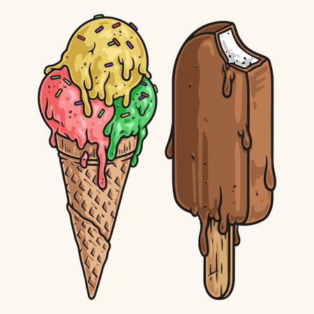 Ice cream vintage sketch colorful
