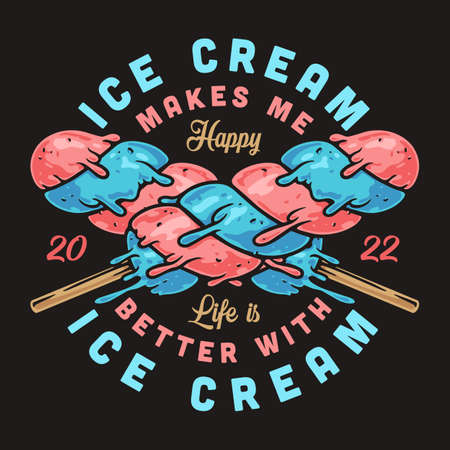 Ice cream vintage colorfulのイラスト素材