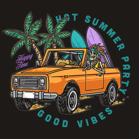 Surfboarder skeletonのイラスト素材