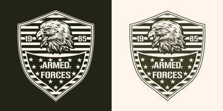 Armed forces monochrome vintage logotypeのイラスト素材